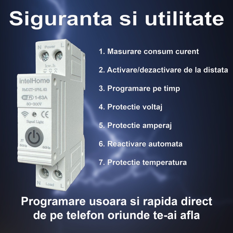 Siguranță Electrică Smart 63A de la IntelHome